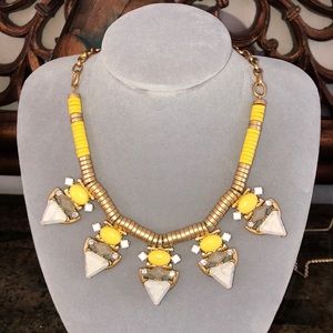 Stella & Dot Statement Necklace Yellow/White Stone